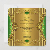 Invitation Vert Lime Élégant Or Fabuleux 50e Anniversaire (Dos)