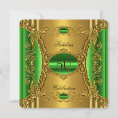 Invitation Vert Lime Élégant Or Fabuleux 50e Anniversaire (Devant)