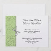 Invitation Vert Lime Gris Blanc Damassé Après-Mariage (Devant / Derrière)
