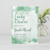 Invitation Vert Lucky Charm Aquarelle Révélation de genre (Debout devant)