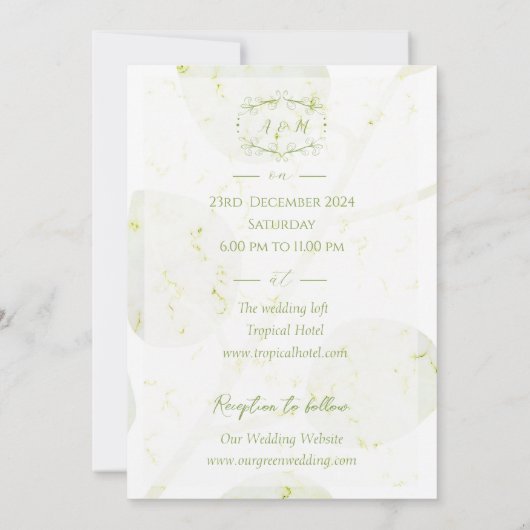 Invitation Vert mariage (Dos)