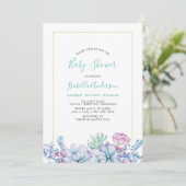Invitation Vert menthe | Baby shower Tropical Succulents (Debout devant)