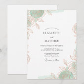Invitation Vert Menthe Mariage Romantique Éthéré (Devant / Derrière)