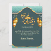 Invitation Vert menthe moderne et fête de Ramadan Iftar dorée (Dos)