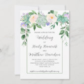 Invitation Vert menthe, violet, blanc Mariage floral (Devant)