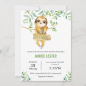 Invitation Vert mignon Sloth Baby shower garçon (Devant)
