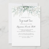 Invitation Vert minimaliste Eucalyptus Sip et voir (Devant)