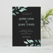 Invitation Vert minimaliste moderne Mariage noir (Debout devant)