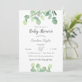Invitation Vert moderne Baby shower simple genre neutre (Debout devant)