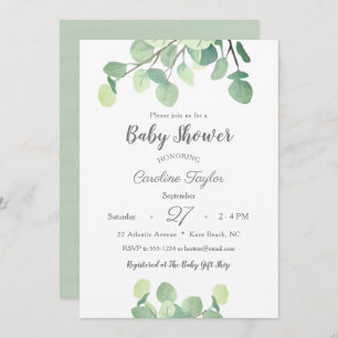 Invitation Vert moderne Baby shower simple genre neutre