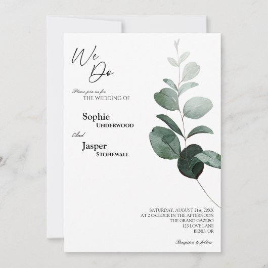 Invitation Vert moderne Blanc Nous faisons Mariage photo (Devant)