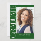 Invitation Vert Moderne Élégant Vertical Deux Diplôme Photo (Devant)