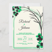 Invitation vert moderne nature aquarelle fleurie (Devant)