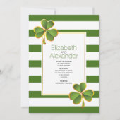 Invitation Vert moderne, rayures blanches mariage irlandais d (Devant)