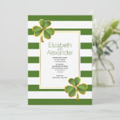Invitation Vert moderne, rayures blanches mariage irlandais d (Debout devant)