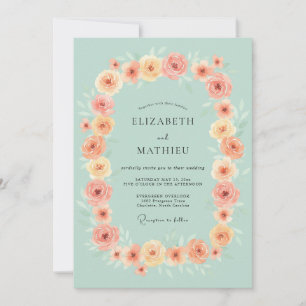Invitation Vert Mousse de Mer Mariage Champêtre Élégant