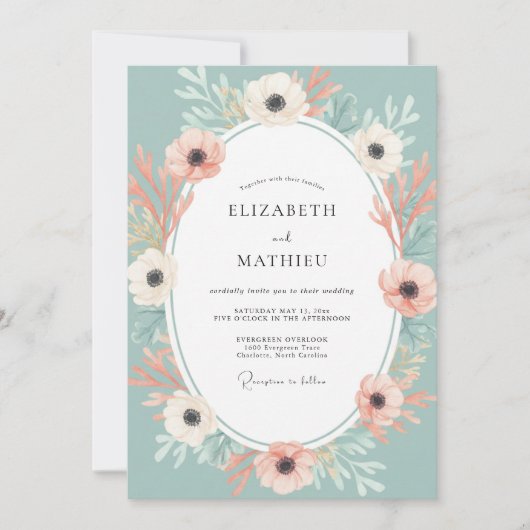 Invitation Vert Mousse Délicat Mariage de Printemps (Devant)