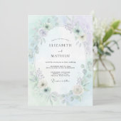 Invitation Vert Mousse Flore Éthérée de Mariage (Debout devant)