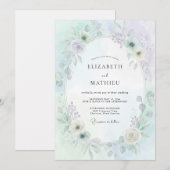 Invitation Vert Mousse Flore Éthérée de Mariage (Devant / Derrière)