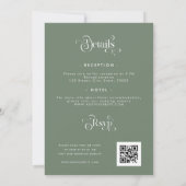 Invitation Vert mousse rétro sage tout en un code QR mariage (Dos)