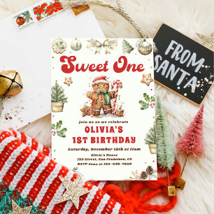 Invitation Vert Noël Cookie Sweet Un 1er anniversaire