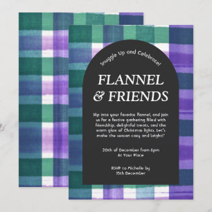 Invitation Vert Noël Flanelle à Carreaux Violette & Amis
