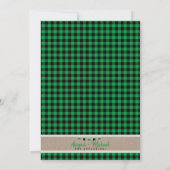 Invitation Vert + Noir Baby Boy Buffalo Plaid Baby shower (Dos)