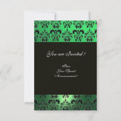INVITATION VERT NOIR  BLANC DAMAS MONOGRAMME (Dos)