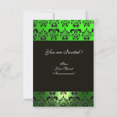 INVITATION VERT NOIR BLANC DAMAS MONOGRAMME (Dos)