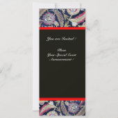 INVITATION VERT & NOIR BLEU DAMAS, MONOGRAMME À CACHET DE CIR (Dos)