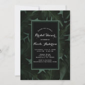 Invitation Vert & Noir Chic Feuilles Tropicales Baby Shower M (Devant)