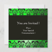 Invitation VERT NOIR  DAMAS MONOGRAMME , blanc (Dos)