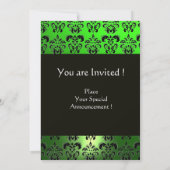 Invitation VERT NOIR DAMAS MONOGRAMME, blanc brillant (Dos)