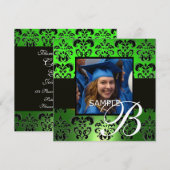 Invitation VERT NOIR DAMAS MONOGRAMME champagne (Devant / Derrière)