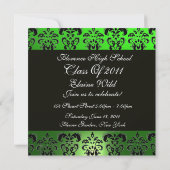 Invitation VERT NOIR DAMAS MONOGRAMME champagne (Dos)