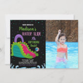 Invitation Vert noir rose photo Diapositive d'eau Anniversair (Devant)