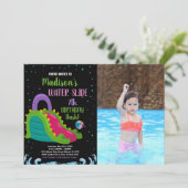 Invitation Vert noir rose photo Diapositive d'eau Anniversair (Debout devant)