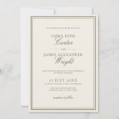 Invitation Vert olive Ancienne Fortune Élégant Mariage Classi (Devant)