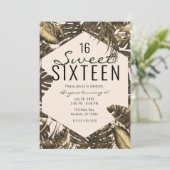 Invitation Vert olive et crème Feuilles de palmier tropicales (Debout devant)