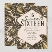 Invitation Vert olive et crème Feuilles de palmier tropicales (Devant / Derrière)