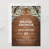 Invitation Vert olive Fête des mariées bois rustique (Devant)