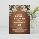 Invitation Vert olive Fête des mariées bois rustique (Debout devant)