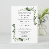 Invitation Vert olive Fleurs Mariage Soirée Photo (Debout devant)