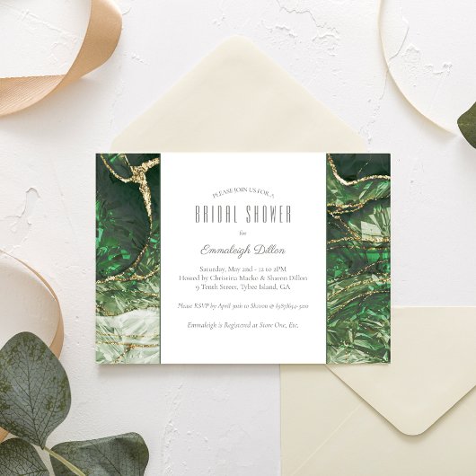 Invitation Vert olive foncé émeraude pierre précieuse douche