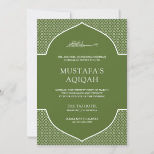 Invitation Vert olive Marocain Islamique Musulman Aqiqah