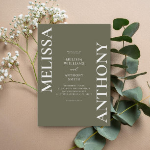 Invitation Vert olive minimaliste Mariage moderne
