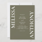 Invitation Vert olive minimaliste Mariage moderne (Devant)