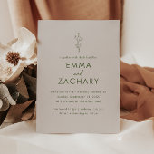 Invitation Vert olive moderne et Mariage gris