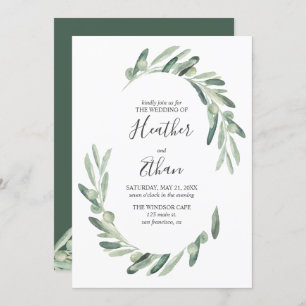 Invitation Vert Olive Moderne Mariage de police manuscrit