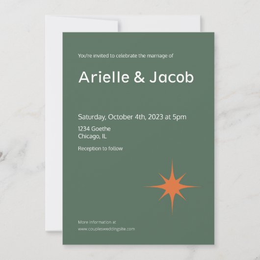 Invitation Vert olive, rouille et rose du milieu du siècle mo (Devant)